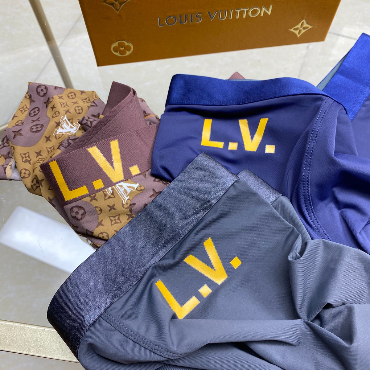 Louis Vuitton Visible Branded Waistband Or Emblem Details Men's Boxer Briefs - 3-Piece Box