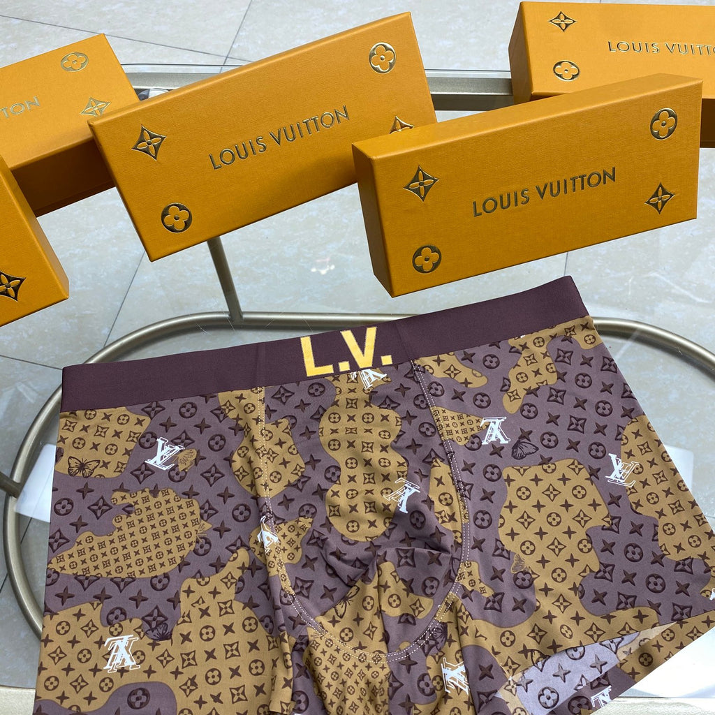 Louis Vuitton Initial And Monogram-Style Graphics Men's Boxer Briefs - 3-Piece Box