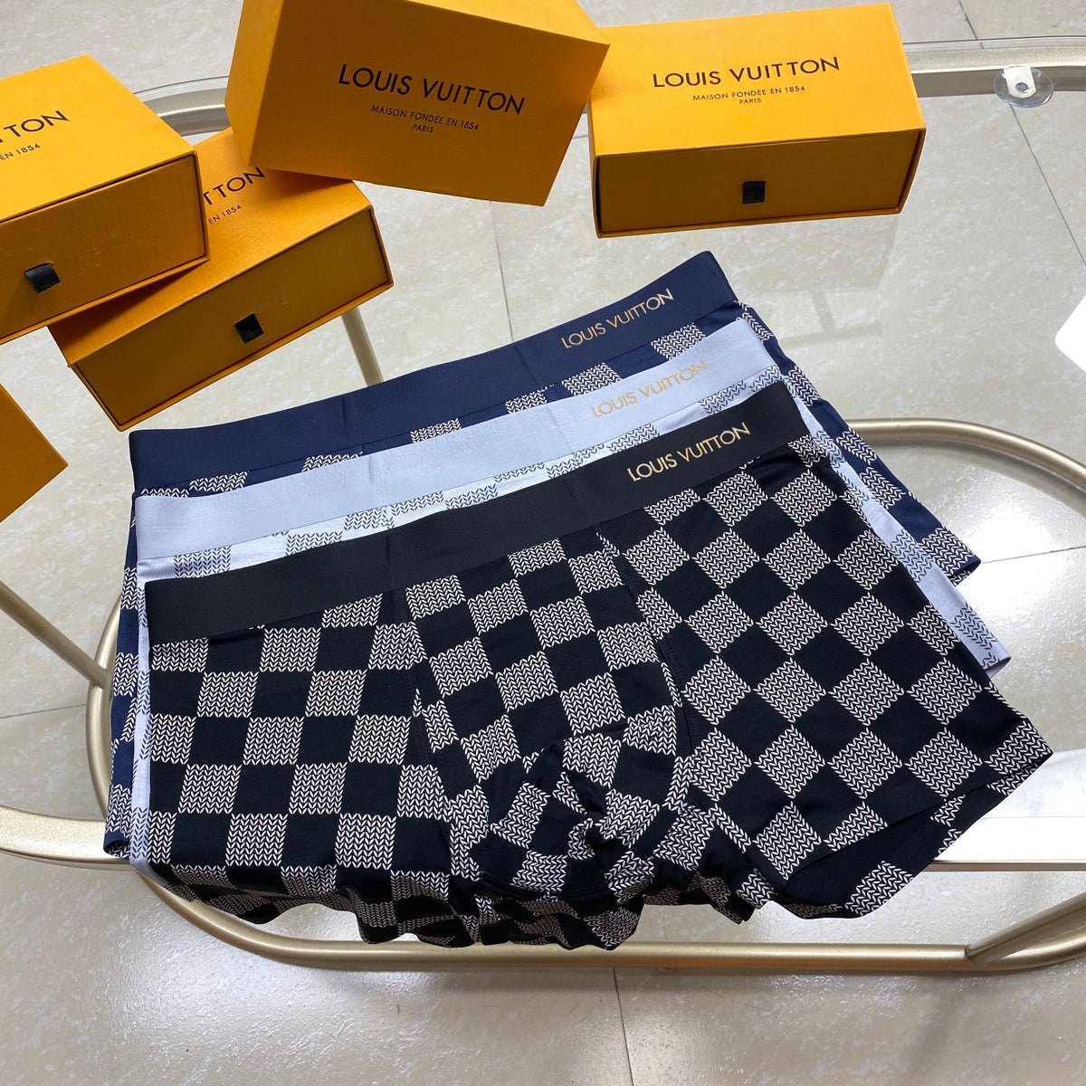 Louis Vuitton Checkerboard Boxer Briefs 3-Piece Box Collection