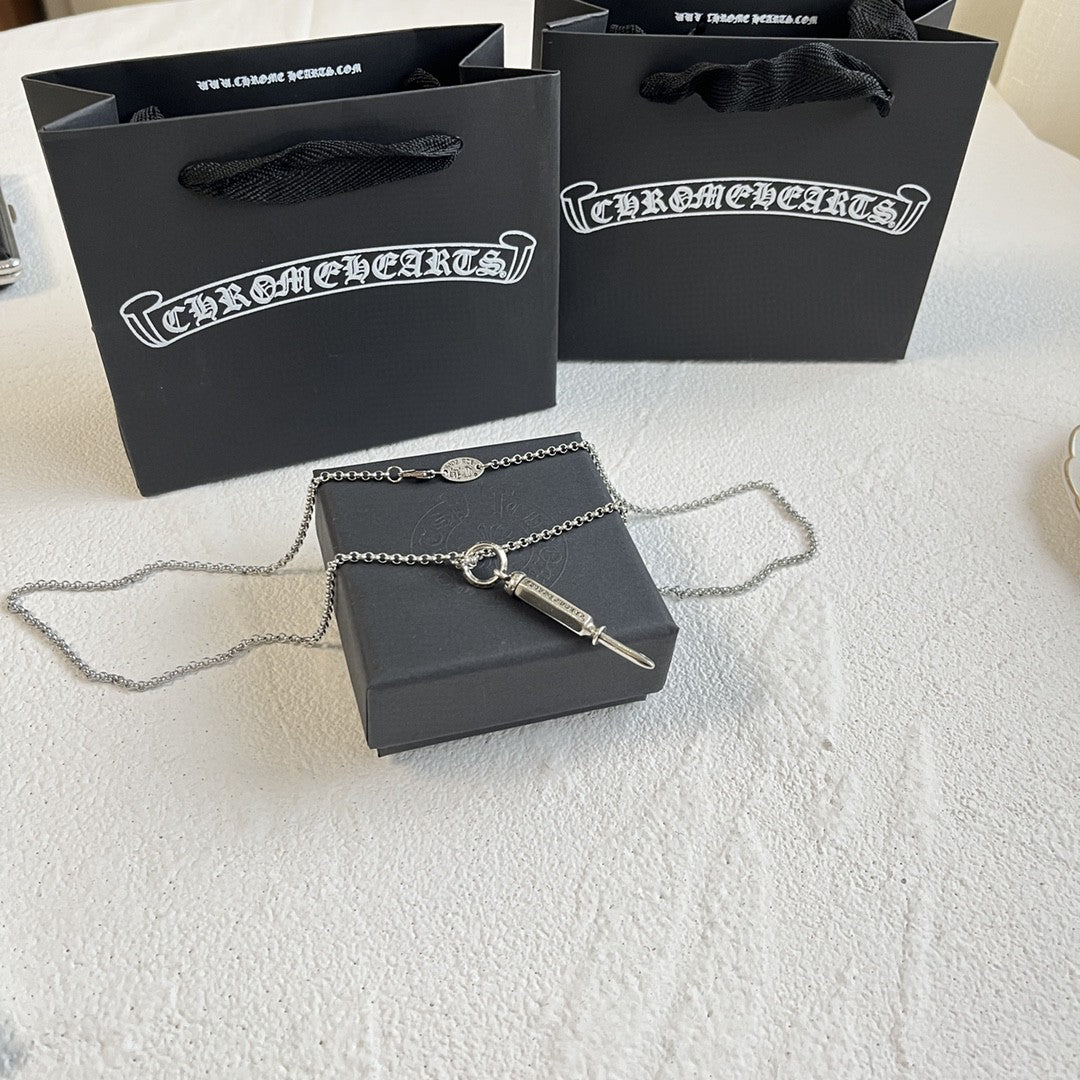 Gothic Emblem Pendant Necklace in Antique Silver-Tone – Design 16 side detail