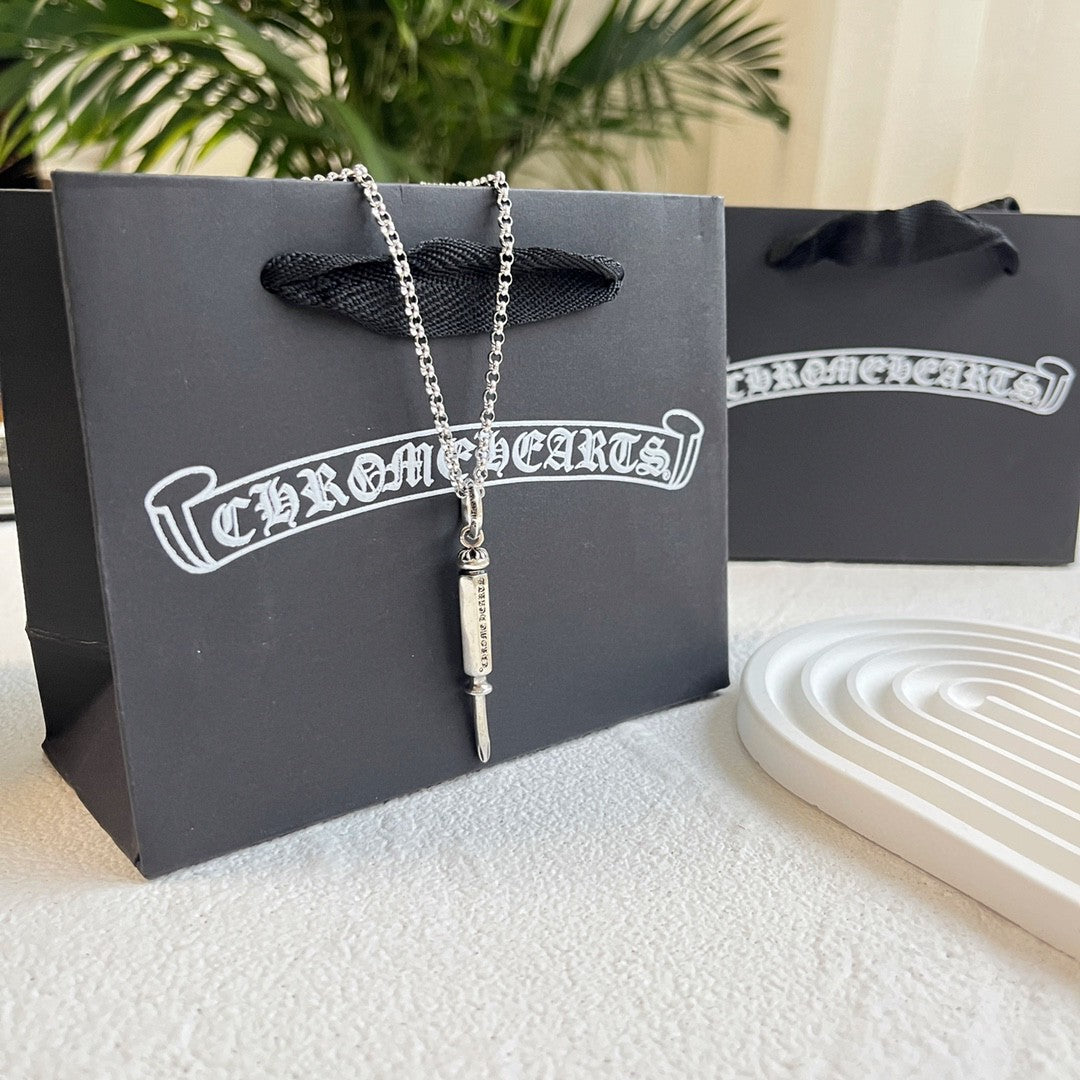 Gothic Emblem Pendant Necklace in Antique Silver-Tone – Design 16 detail view