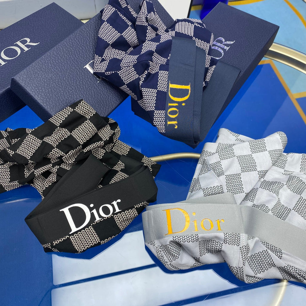 Dior Cotton Contrast Waistbands Men's Boxer Briefs - 3-Piece Box