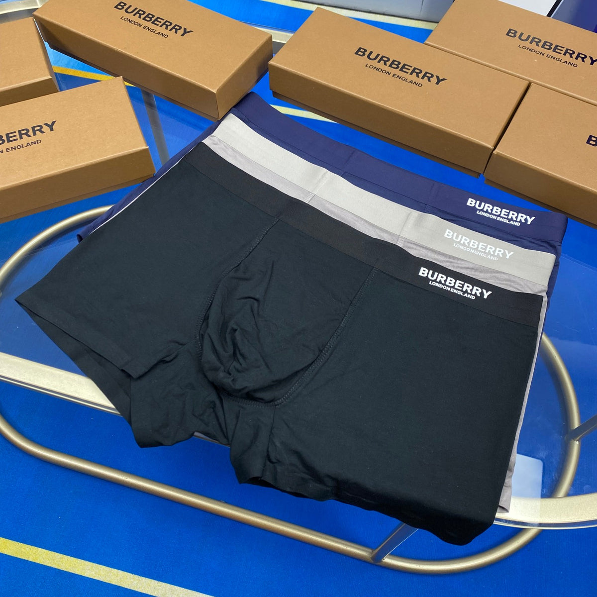 Burberry Cotton Visible Branded Waistband Or Emblem Details Men's Boxer Briefs - 3-Piece Box