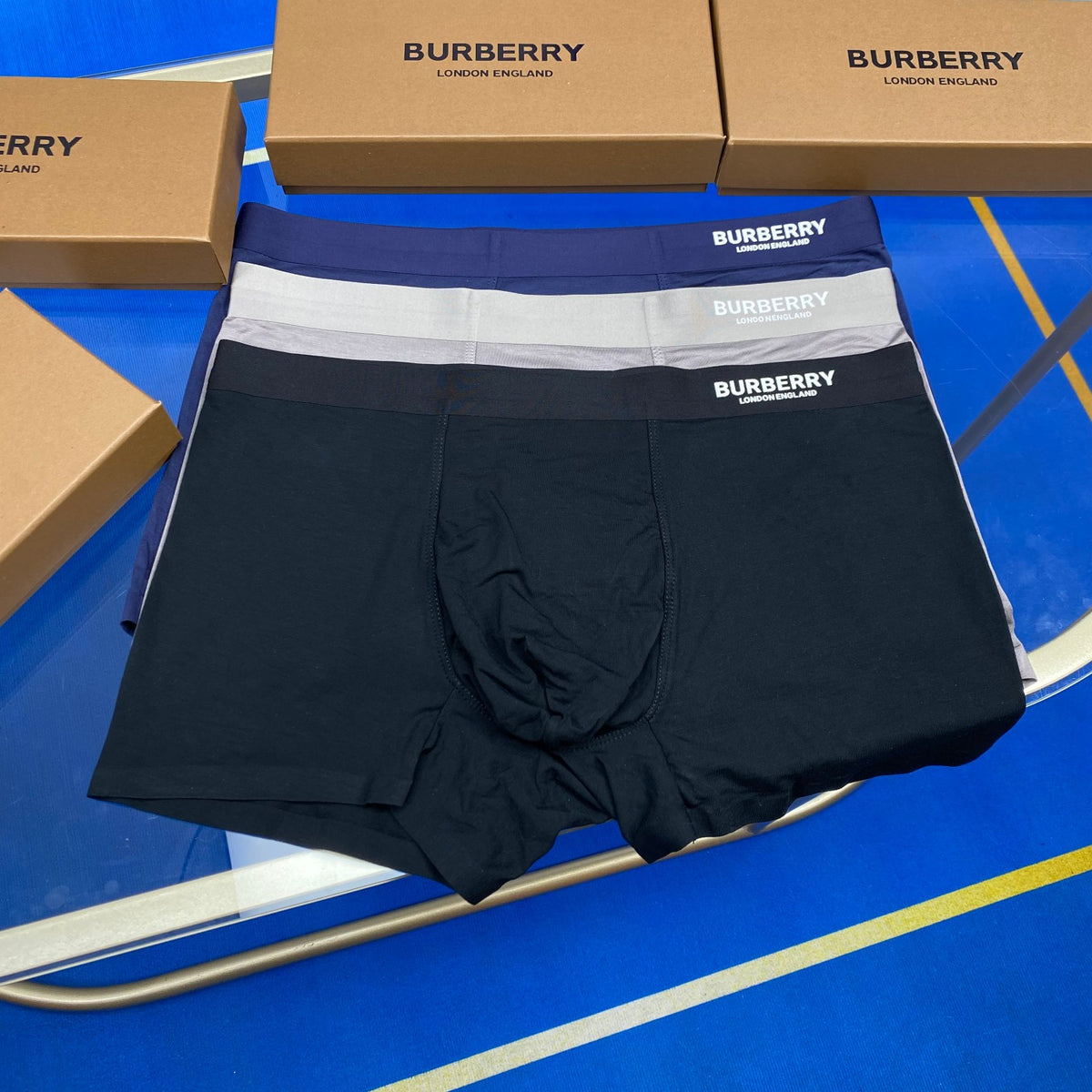 Burberry Cotton Visible Branded Waistband Or Emblem Details Men's Boxer Briefs - 3-Piece Box