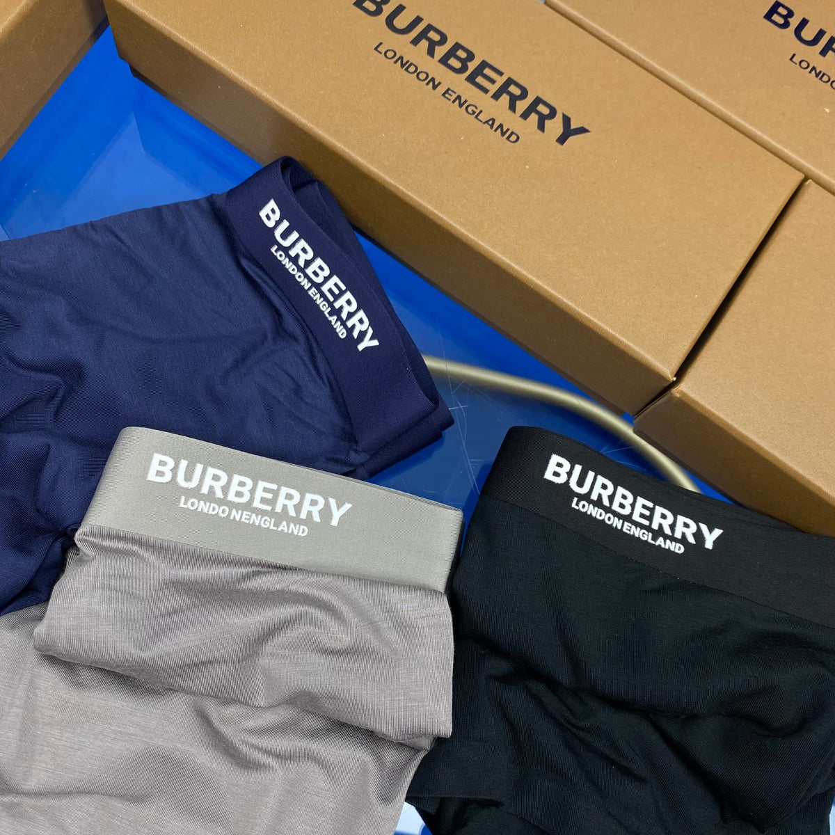 Burberry Cotton Visible Branded Waistband Or Emblem Details Men's Boxer Briefs - 3-Piece Box