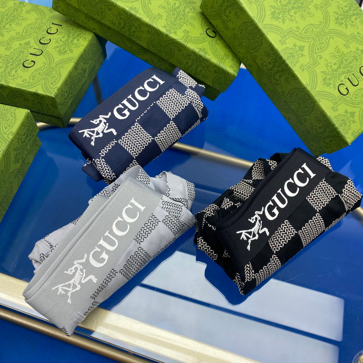 Gucci Modal Checkerboard Patterns And Bold Waistbands Men's Boxer Briefs - 3-Piece Box