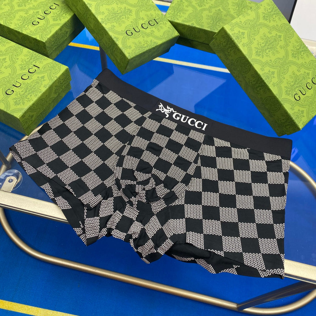 Gucci Modal Checkerboard Patterns And Bold Waistbands Men's Boxer Briefs - 3-Piece Box