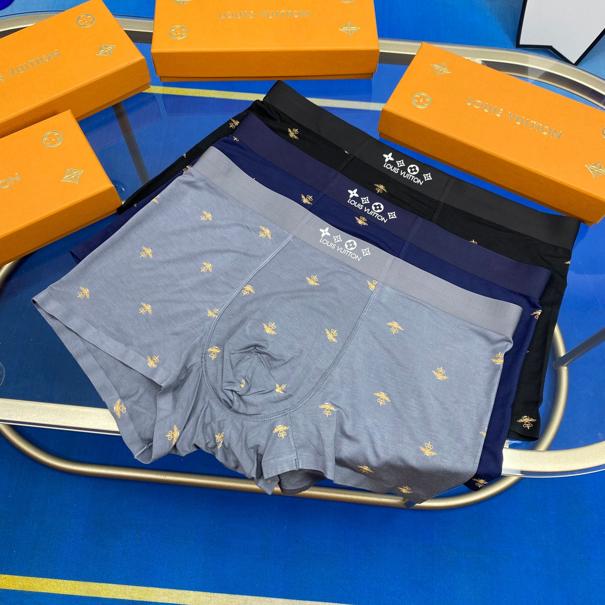 Louis Vuitton Visible Branded Waistband Or Emblem Details Men's Boxer Briefs - 3-Piece Box