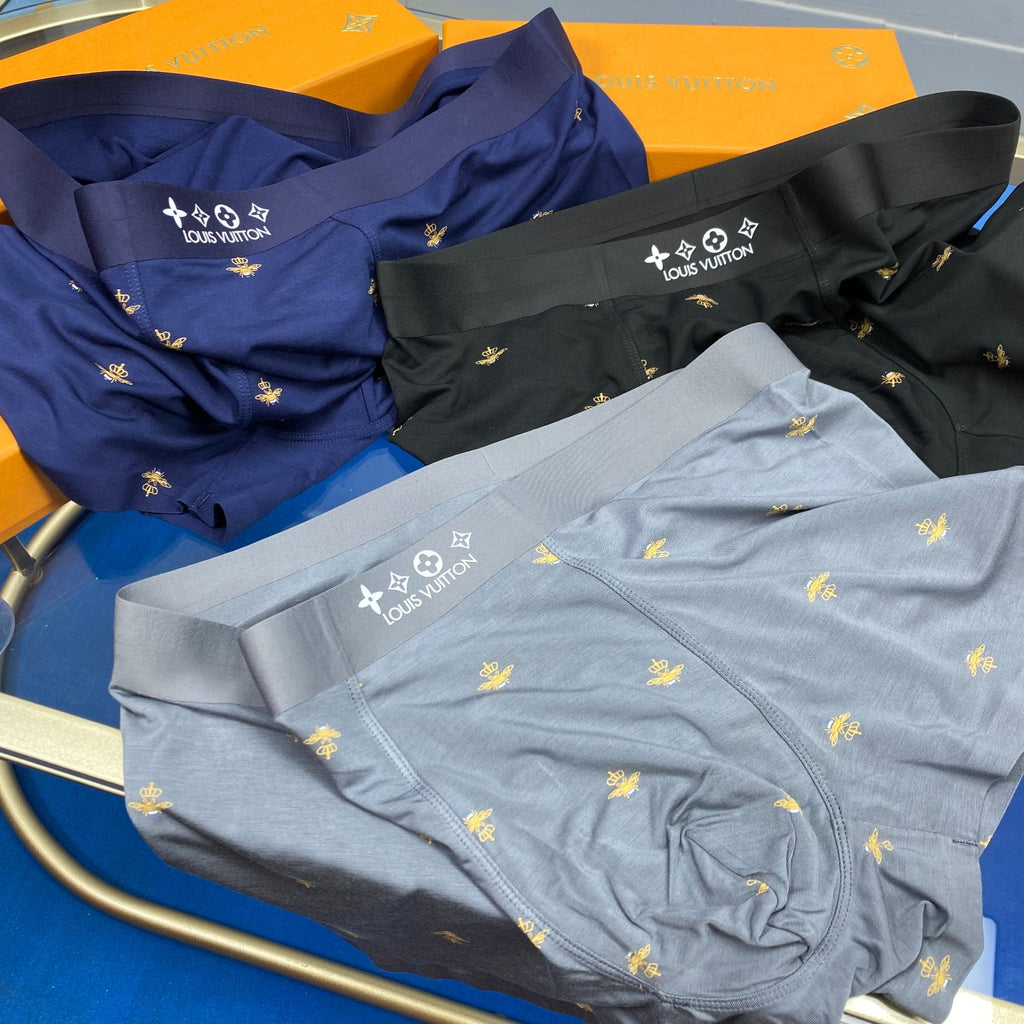 Louis Vuitton Visible Branded Waistband Or Emblem Details Men's Boxer Briefs - 3-Piece Box