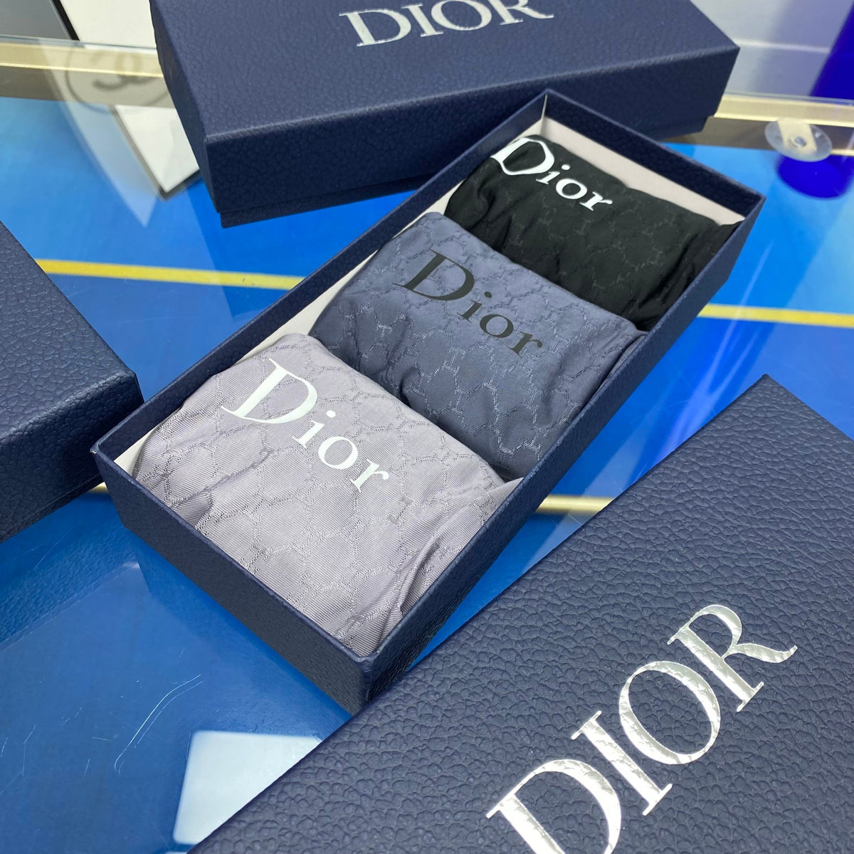 Dior Large Wordmark Details Men's Boxer Briefs - 3-Piece Box