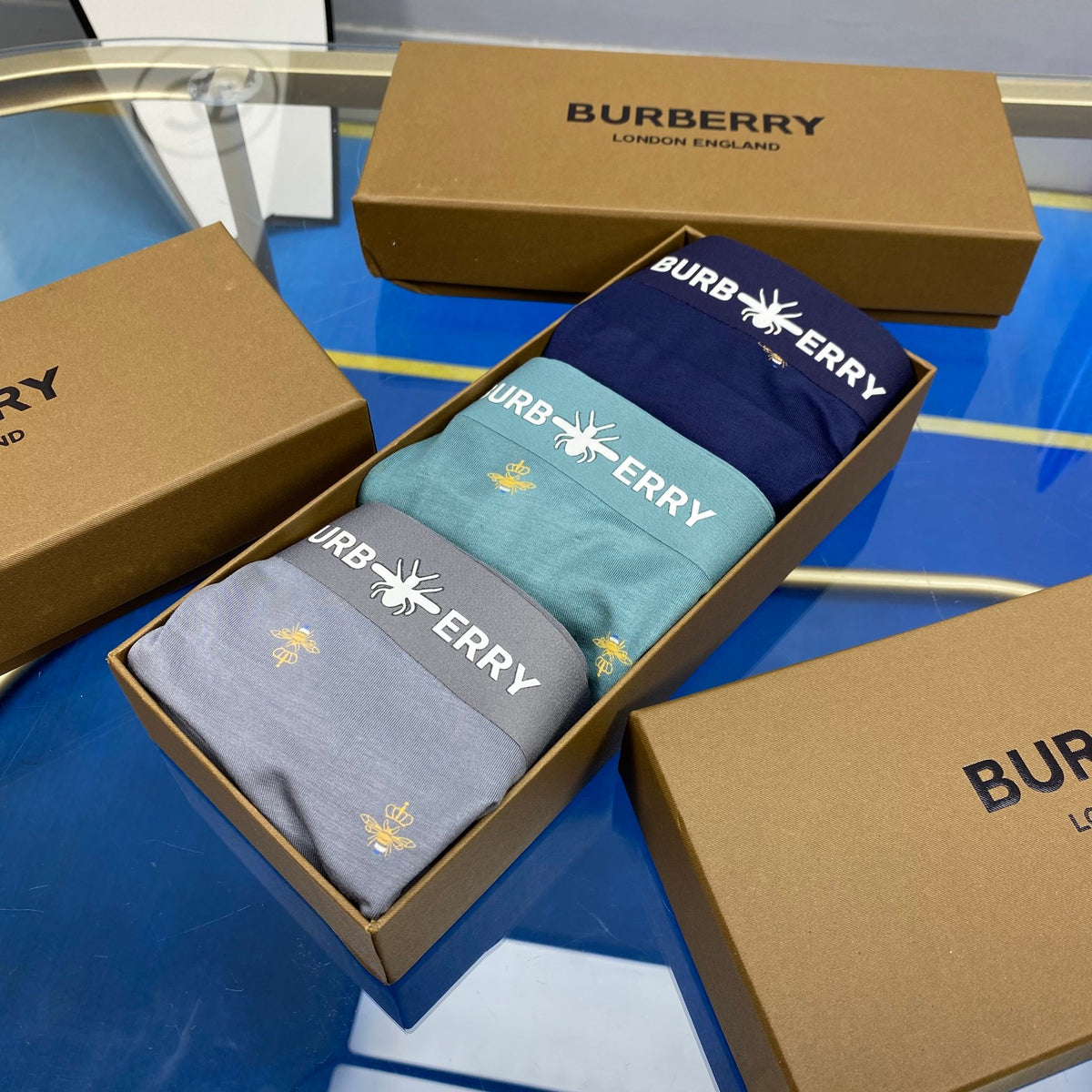 Burberry Visible Branded Waistband Or Emblem Details Men's Boxer Briefs - 3-Piece Box