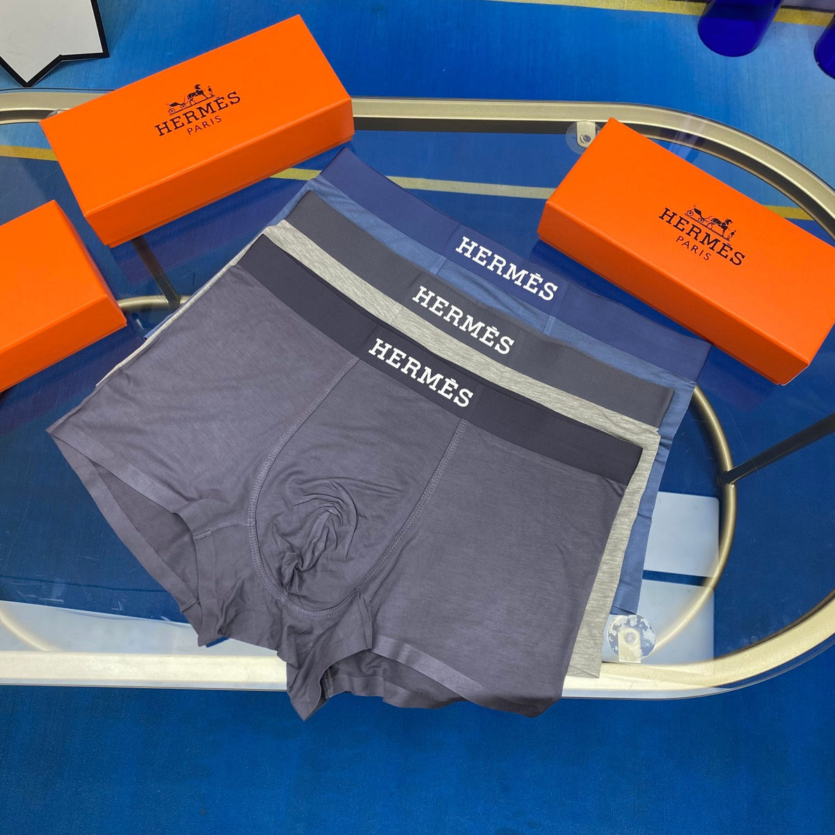 Hermes Broad Contrast Waistbands Men's Boxer Briefs