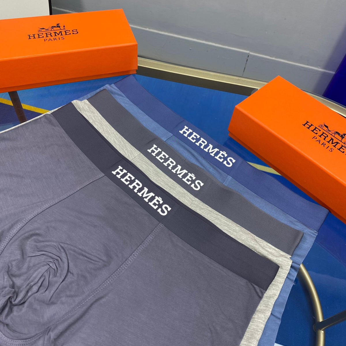 Hermes Modal Visible Colour, Waistband And Emblem Details Men's Boxer Briefs - 3-Piece Box