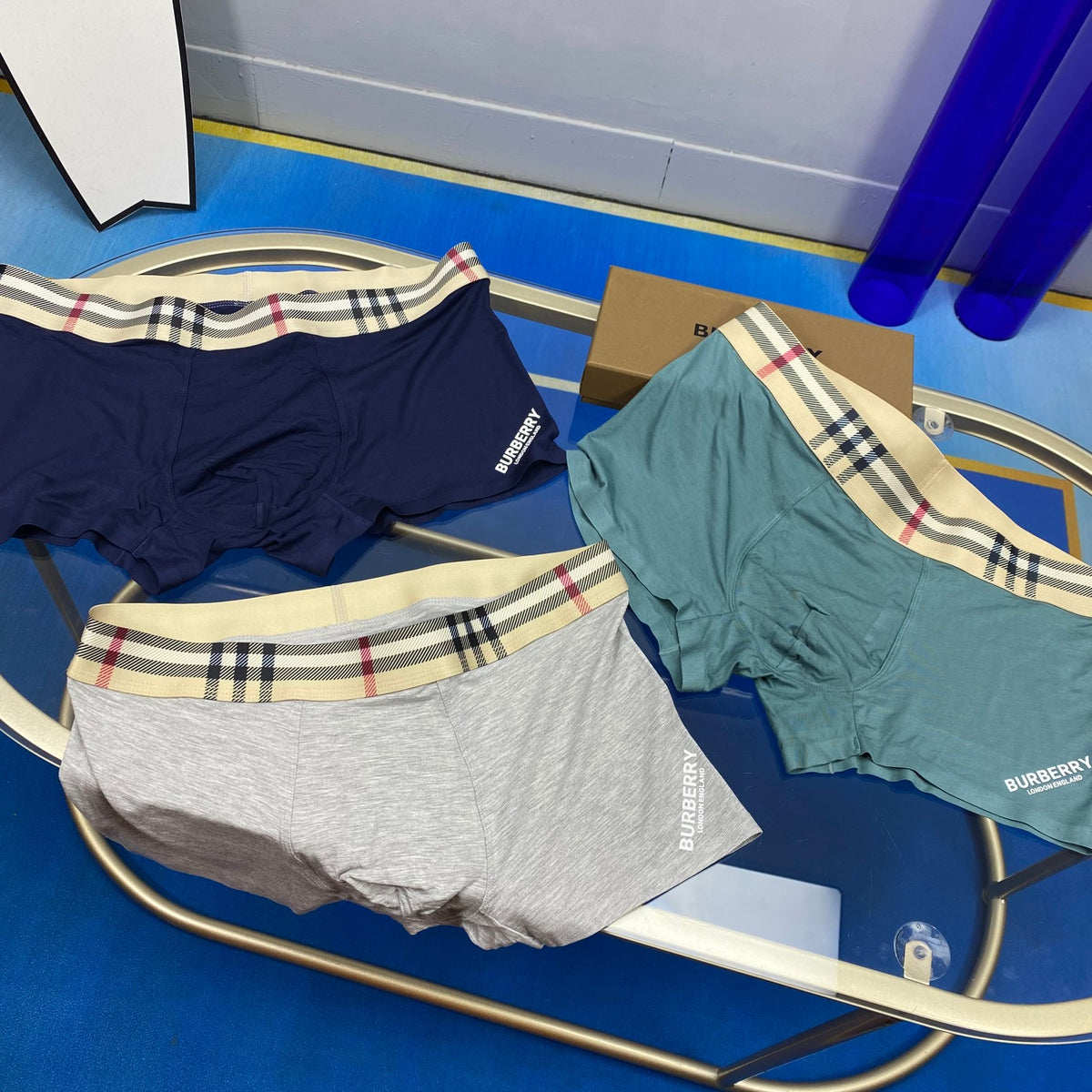 Burberry Check-Inspired Waistbands Men's Boxer Briefs - 3-Piece Box