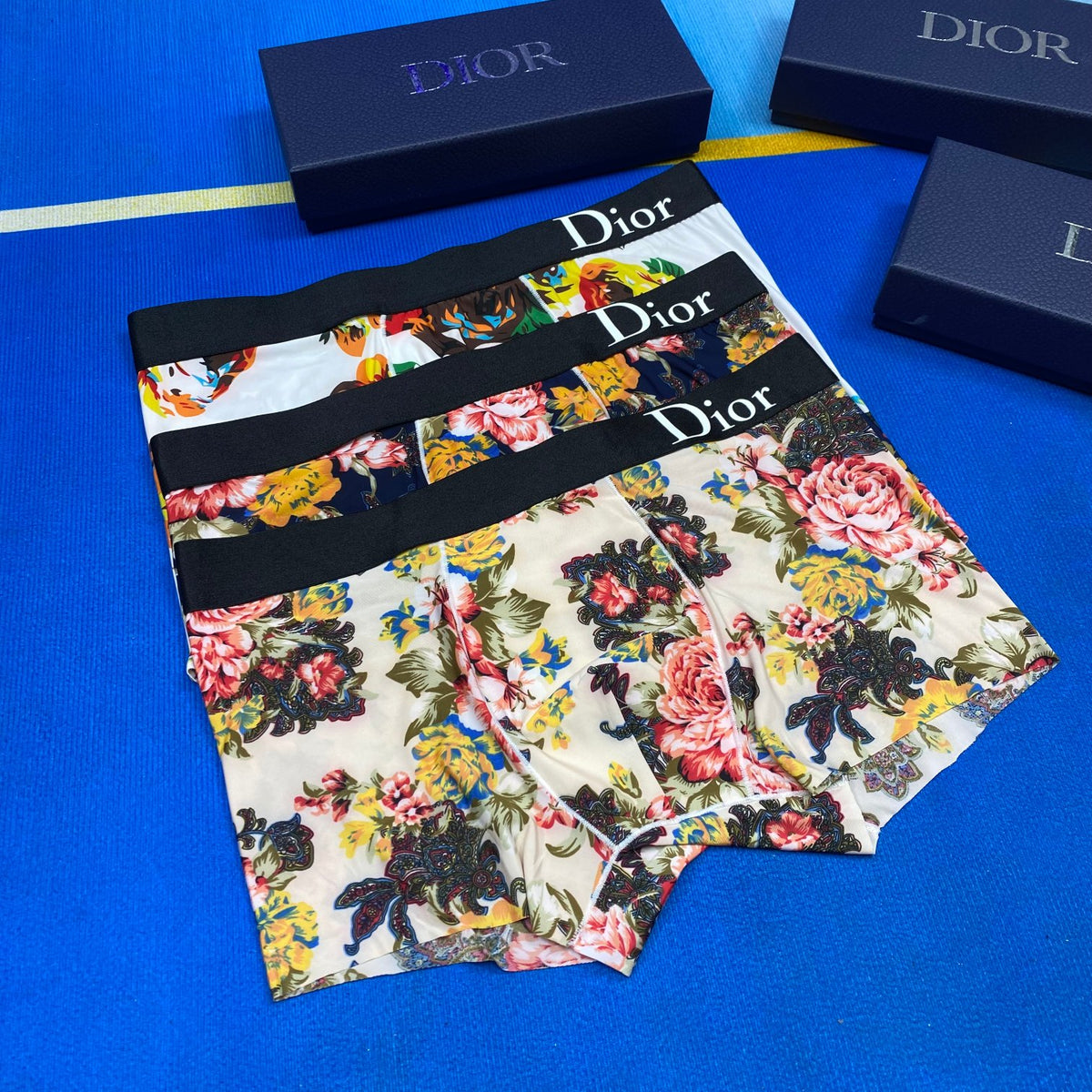 Dior Colourful Floral Prints Men's Boxer Briefs - 3-Piece Box