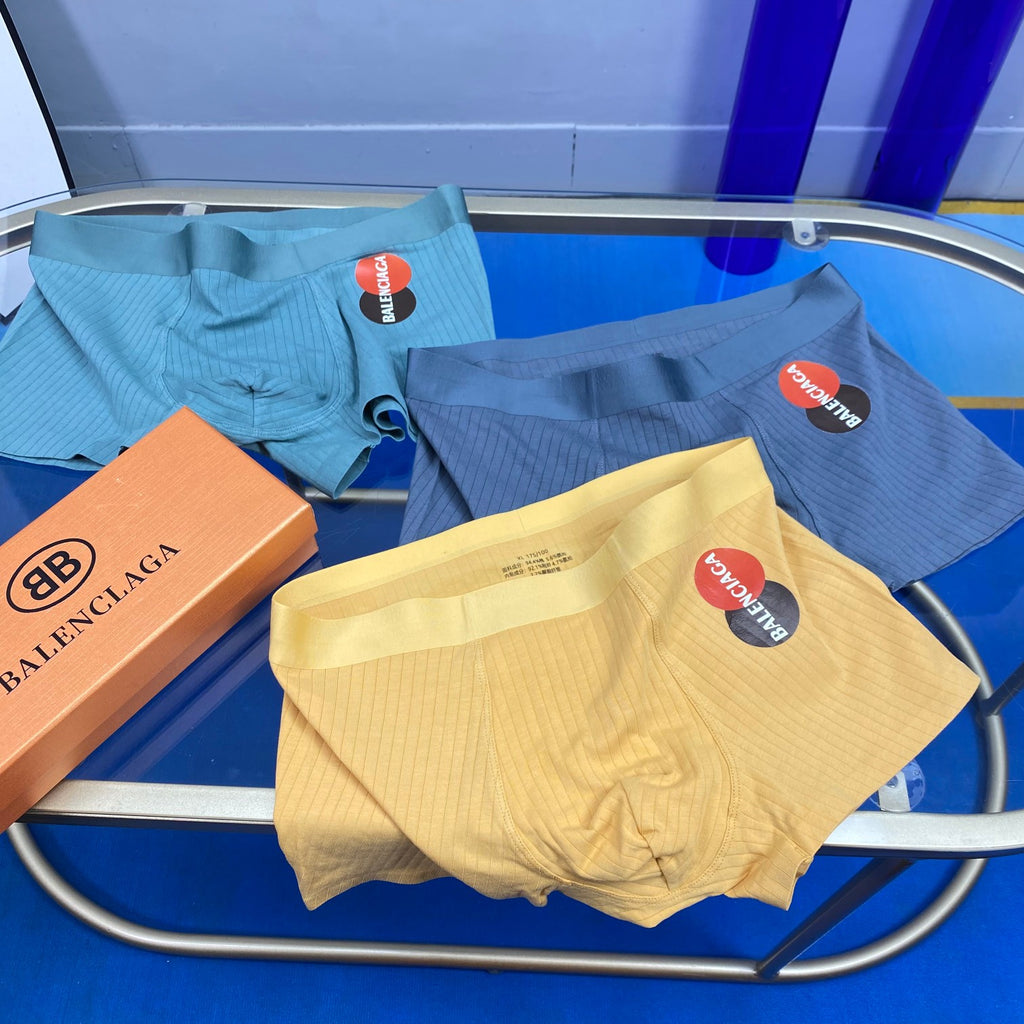 Balenciaga Cotton Visible Branded Waistband Or Emblem Details Men's Boxer Briefs - 3-Piece Box