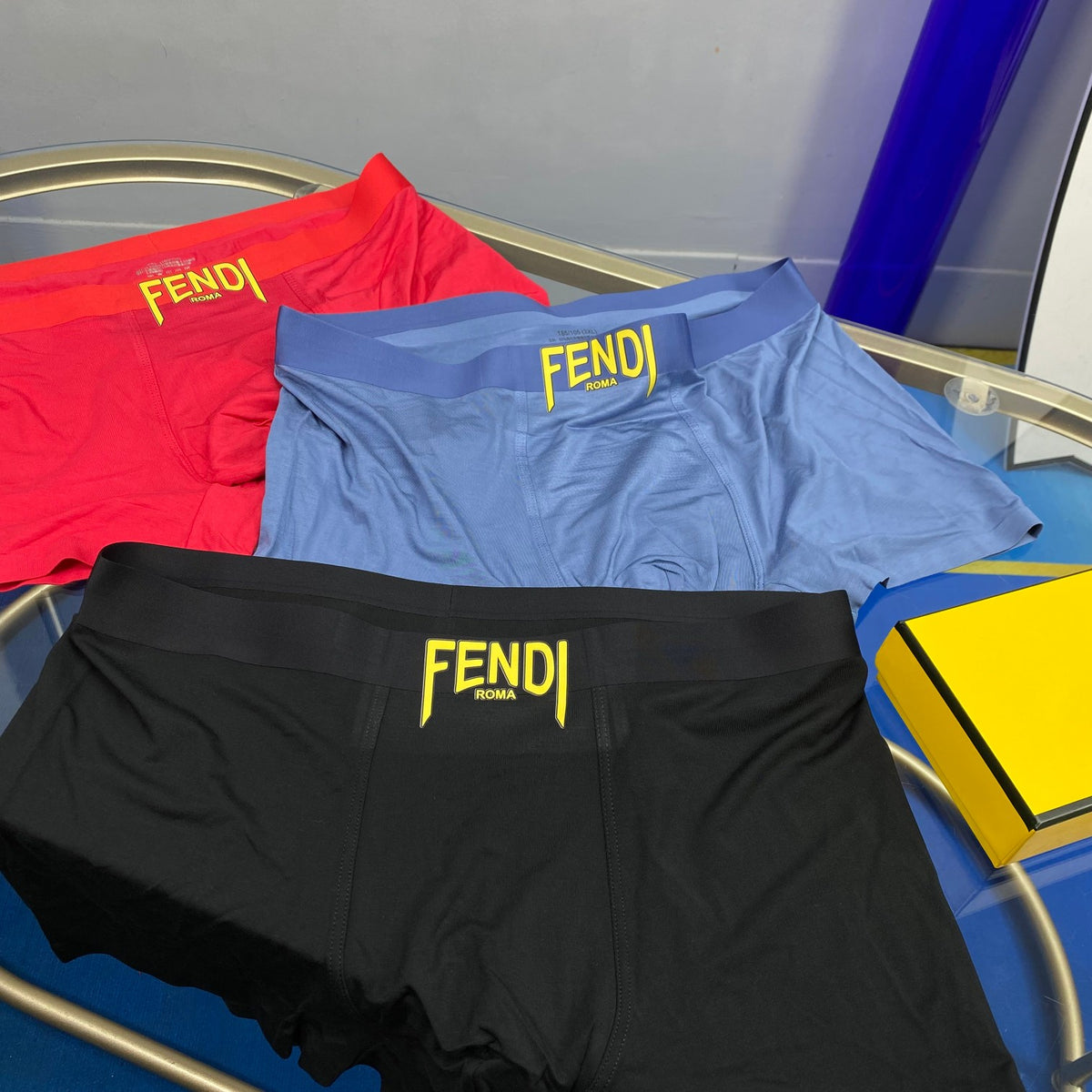 Fendi Bold Wordmark Waistbands Men's Boxer Briefs - 3-Piece Box
