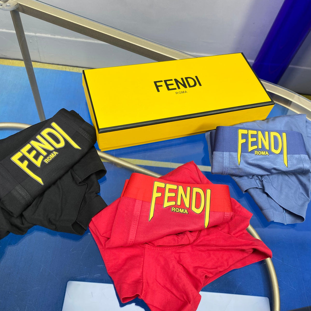 Fendi Modal Contrast Wordmark Details Men's Boxer Briefs - 3-Piece Box
