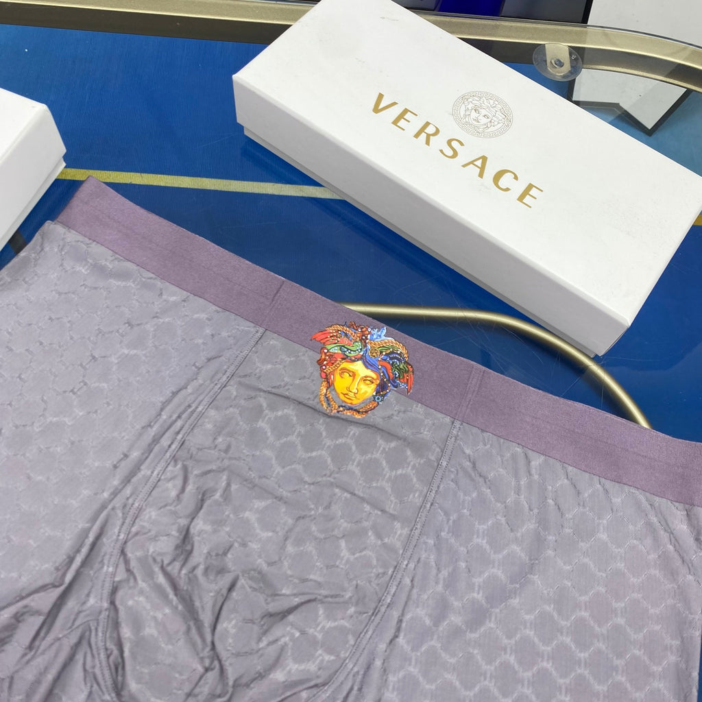 Versace Crest Graphics And Subtle Tonal Patterns Men's Boxer Briefs - 3-Piece Box