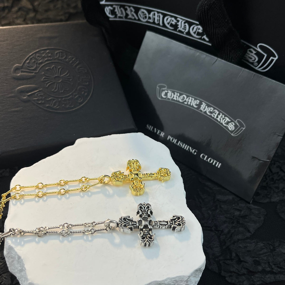 Gothic Emblem Pendant Necklace in Metal-Tone – Design 44 main product view