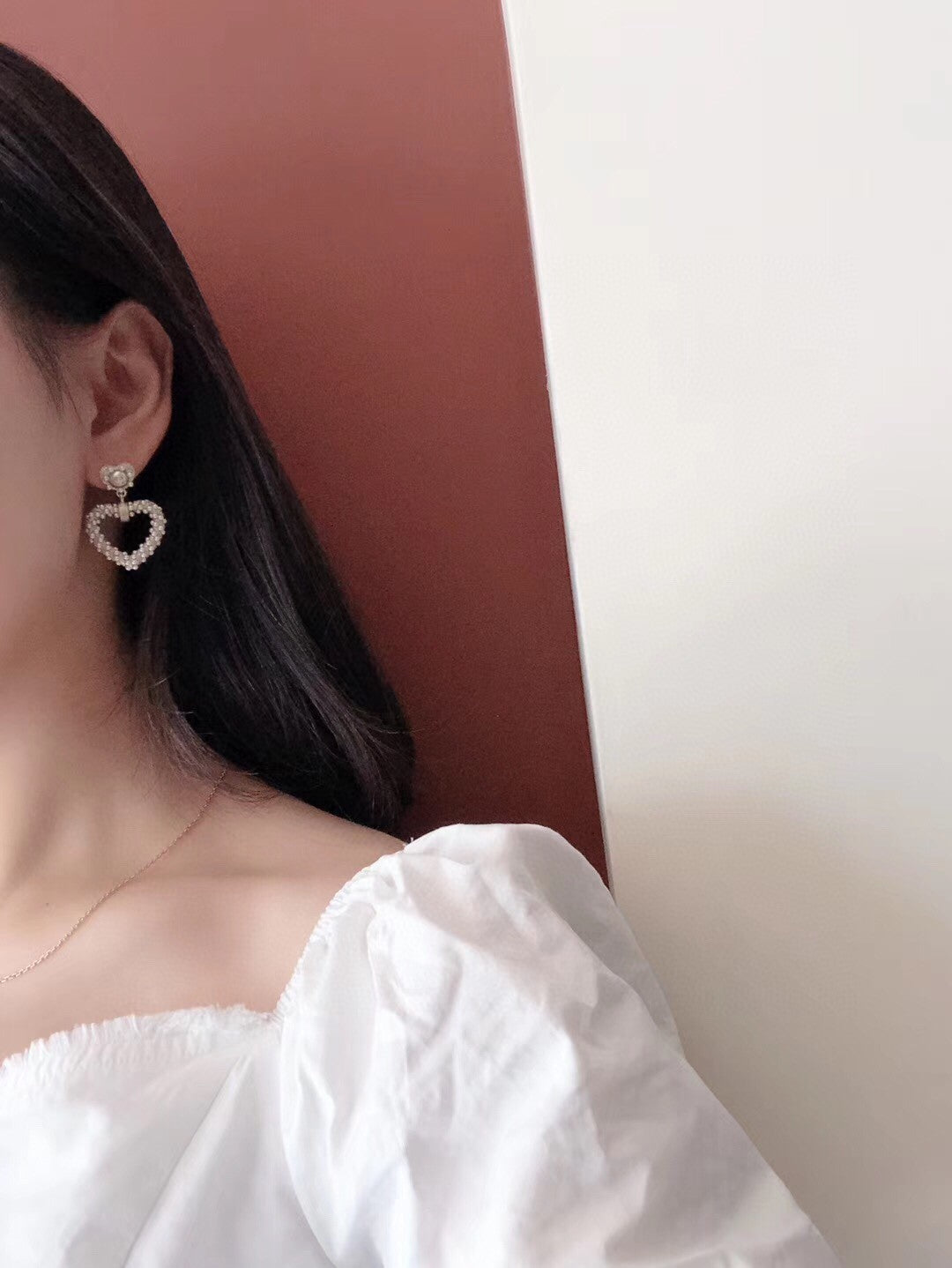 Letter Pearl-Detail Stud Earrings – Pearl Detail – Design 005 styled product view