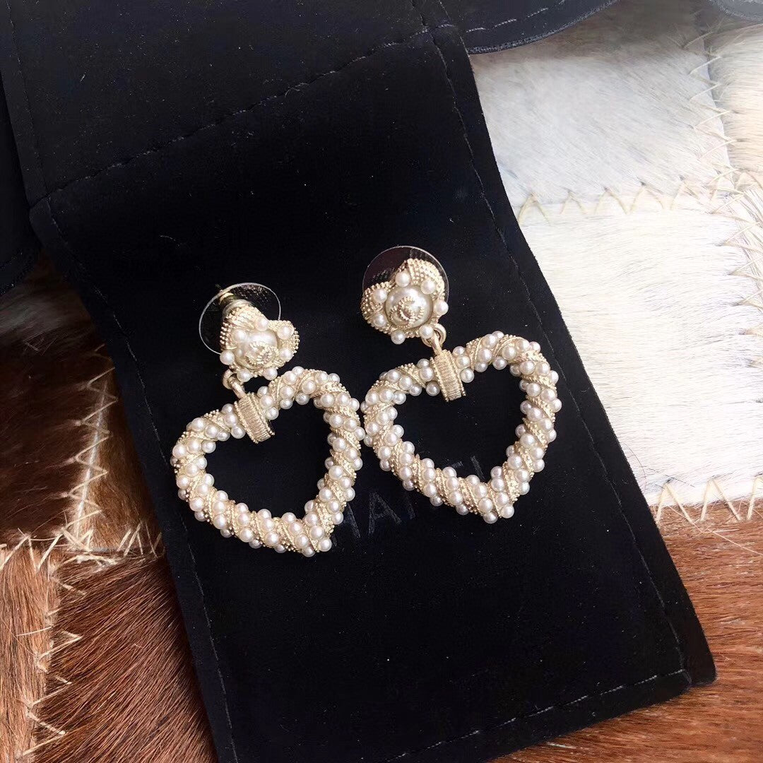 Letter Pearl-Detail Stud Earrings – Pearl Detail – Design 005 front product view