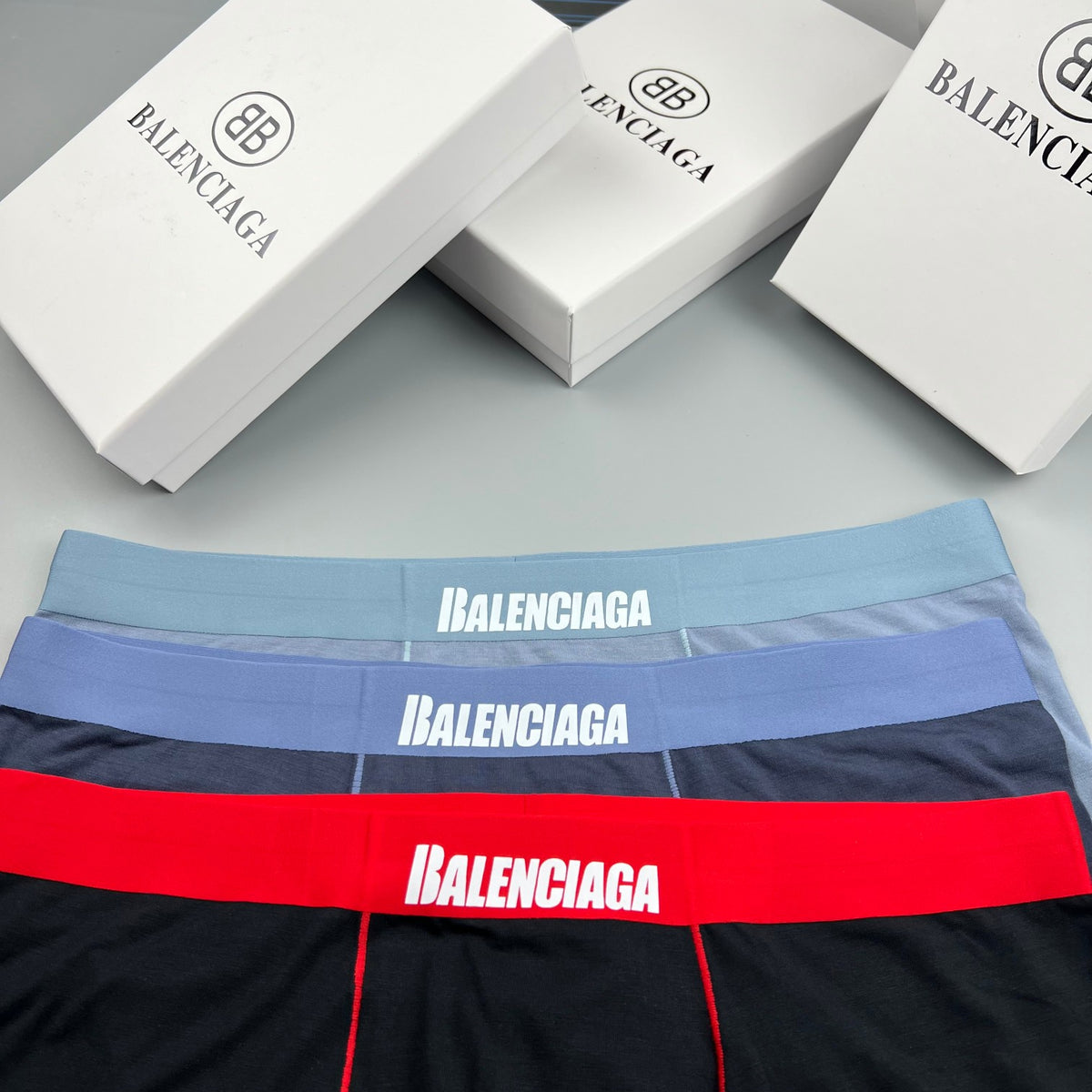 Balenciaga Contrast Logo Waistbands Men's Boxer Briefs - 3-Piece Box