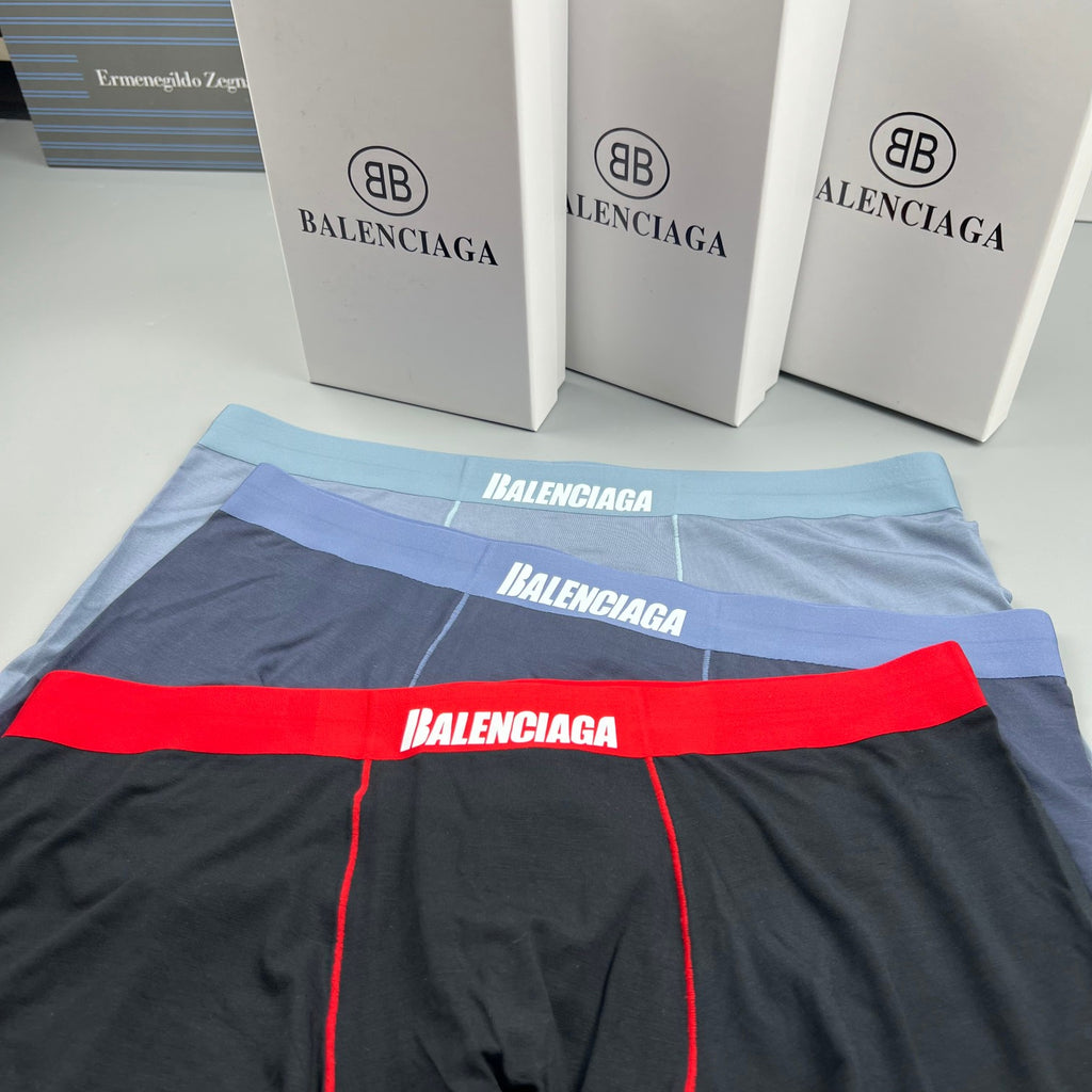 Balenciaga Contrast Logo Waistbands Men's Boxer Briefs - 3-Piece Box