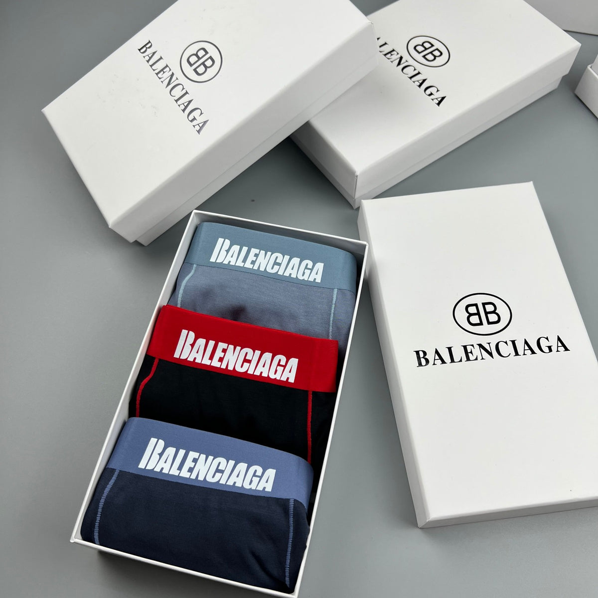 Balenciaga Contrast Logo Waistbands Men's Boxer Briefs - 3-Piece Box