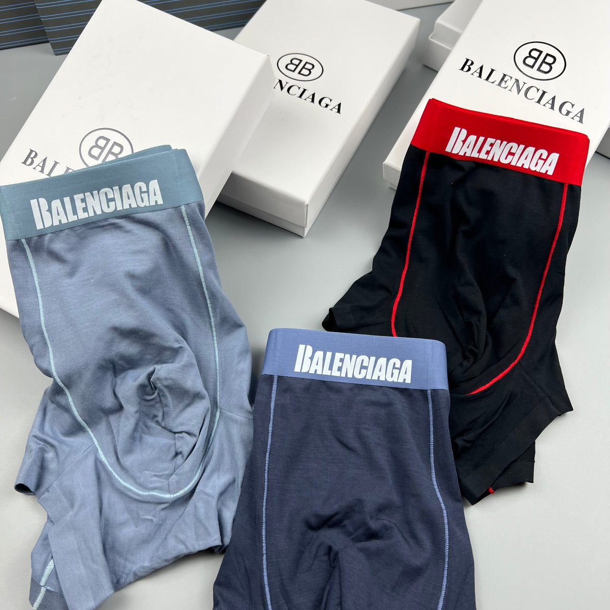 Balenciaga Contrast Logo Waistbands Men's Boxer Briefs - 3-Piece Box