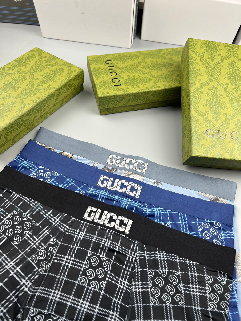 Gucci All-Over Geometric Patterns Men's Boxer Briefs - 3-Piece Box