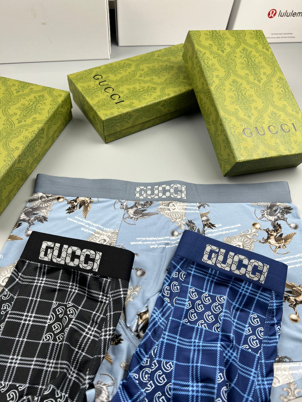 Gucci All-Over Geometric Patterns Men's Boxer Briefs - 3-Piece Box