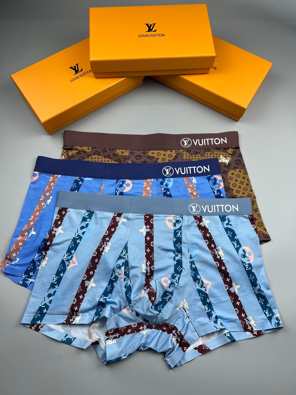 Louis Vuitton Visible Colour, Waistband And Emblem Details Men's Boxer Briefs - 3-Piece Box