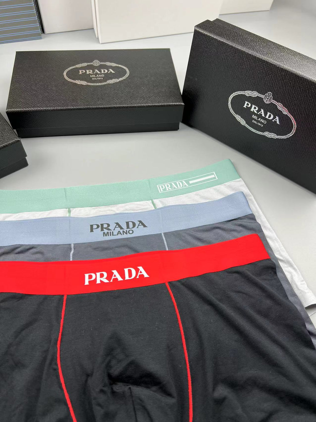 Prada Modal Visible Colour, Waistband And Emblem Details Men's Boxer Briefs - 3-Piece Box
