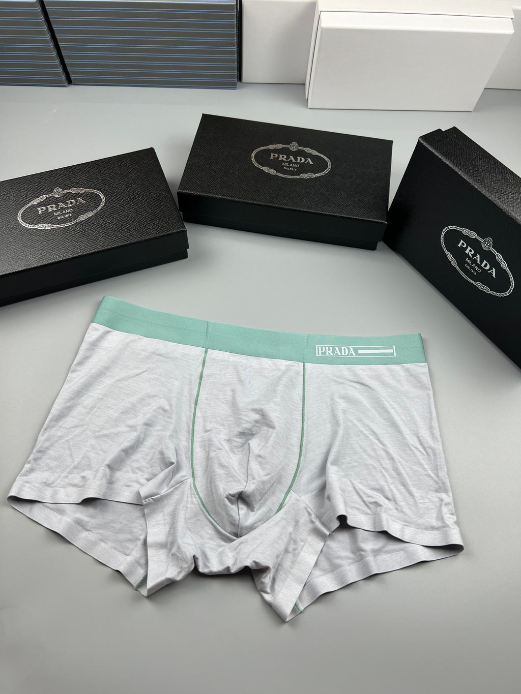 Prada Modal Visible Colour, Waistband And Emblem Details Men's Boxer Briefs - 3-Piece Box