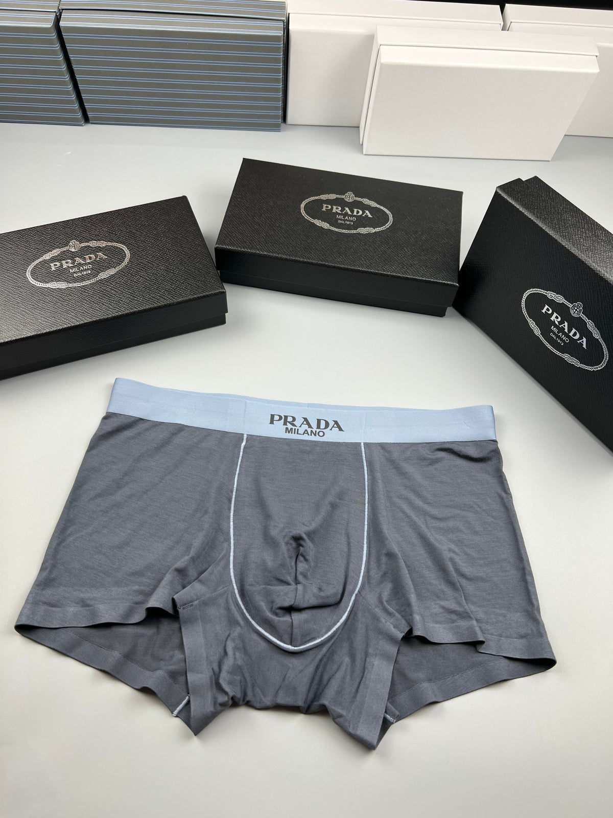 Prada Modal Visible Colour, Waistband And Emblem Details Men's Boxer Briefs - 3-Piece Box