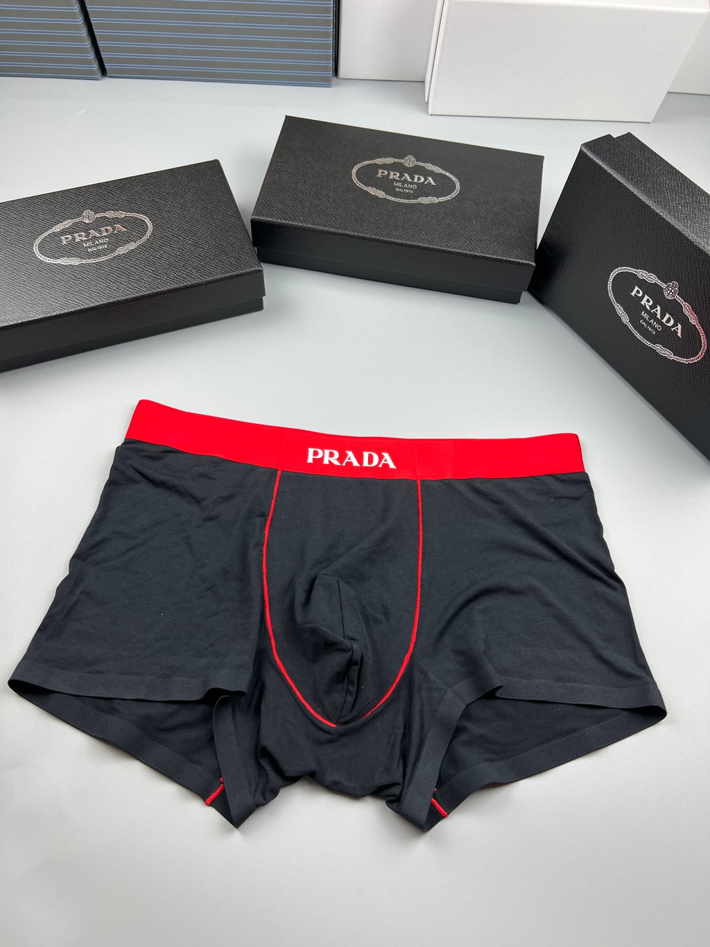 Prada Modal Visible Colour, Waistband And Emblem Details Men's Boxer Briefs - 3-Piece Box