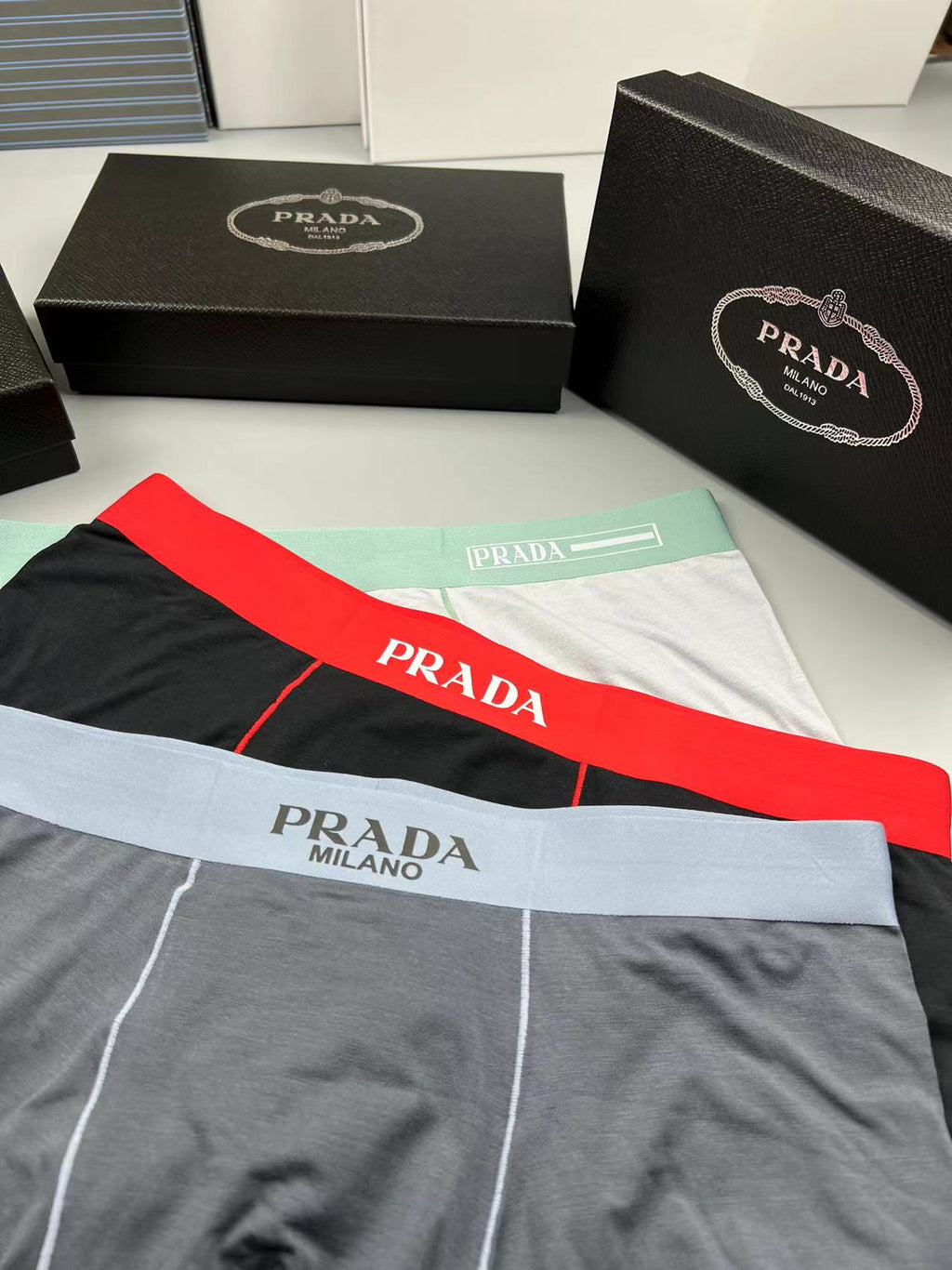 Prada Small Triangle Details Men's Boxer Briefs - 3-Piece Box