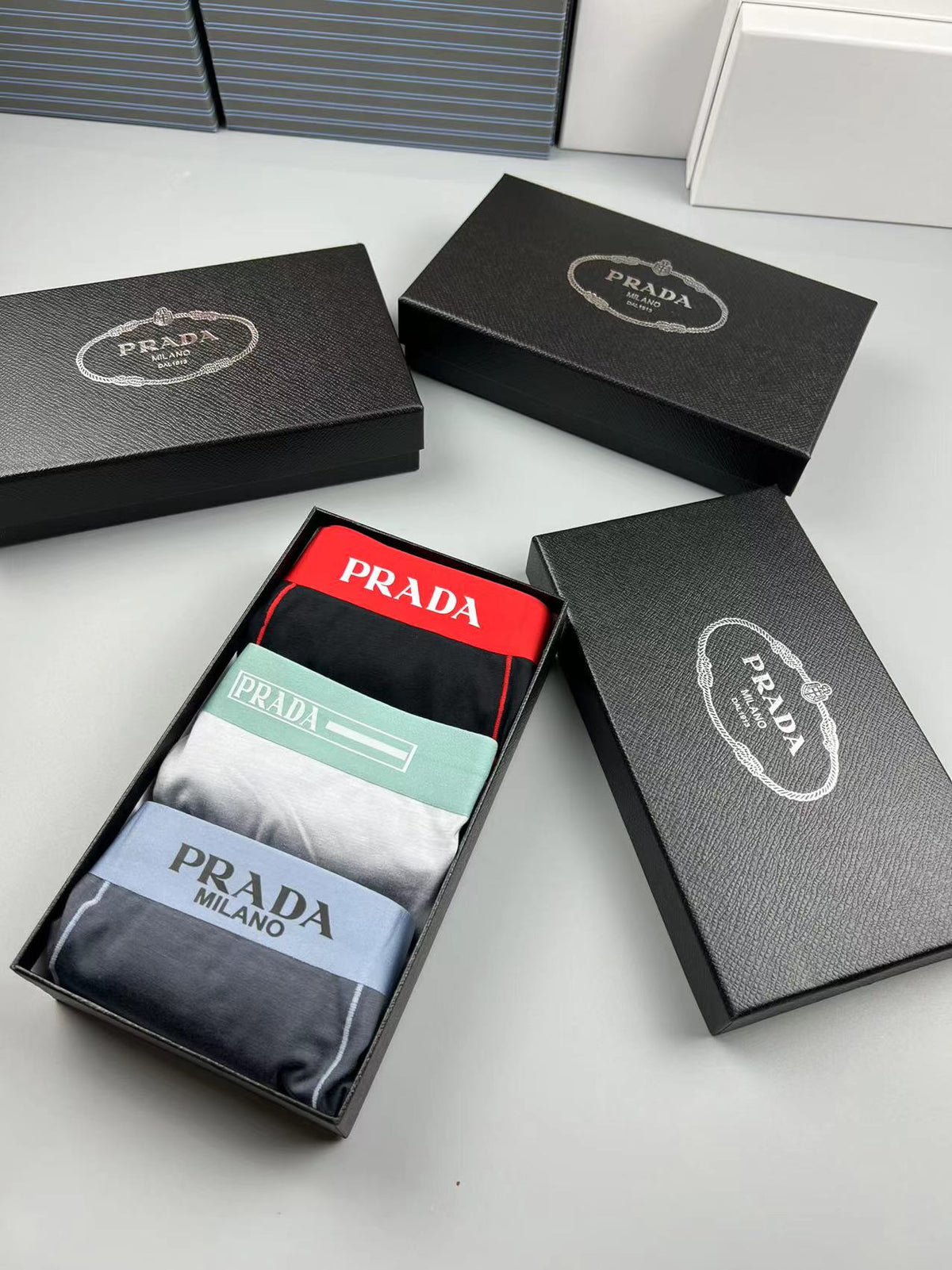 Prada Small Triangle Details Men's Boxer Briefs - 3-Piece Box
