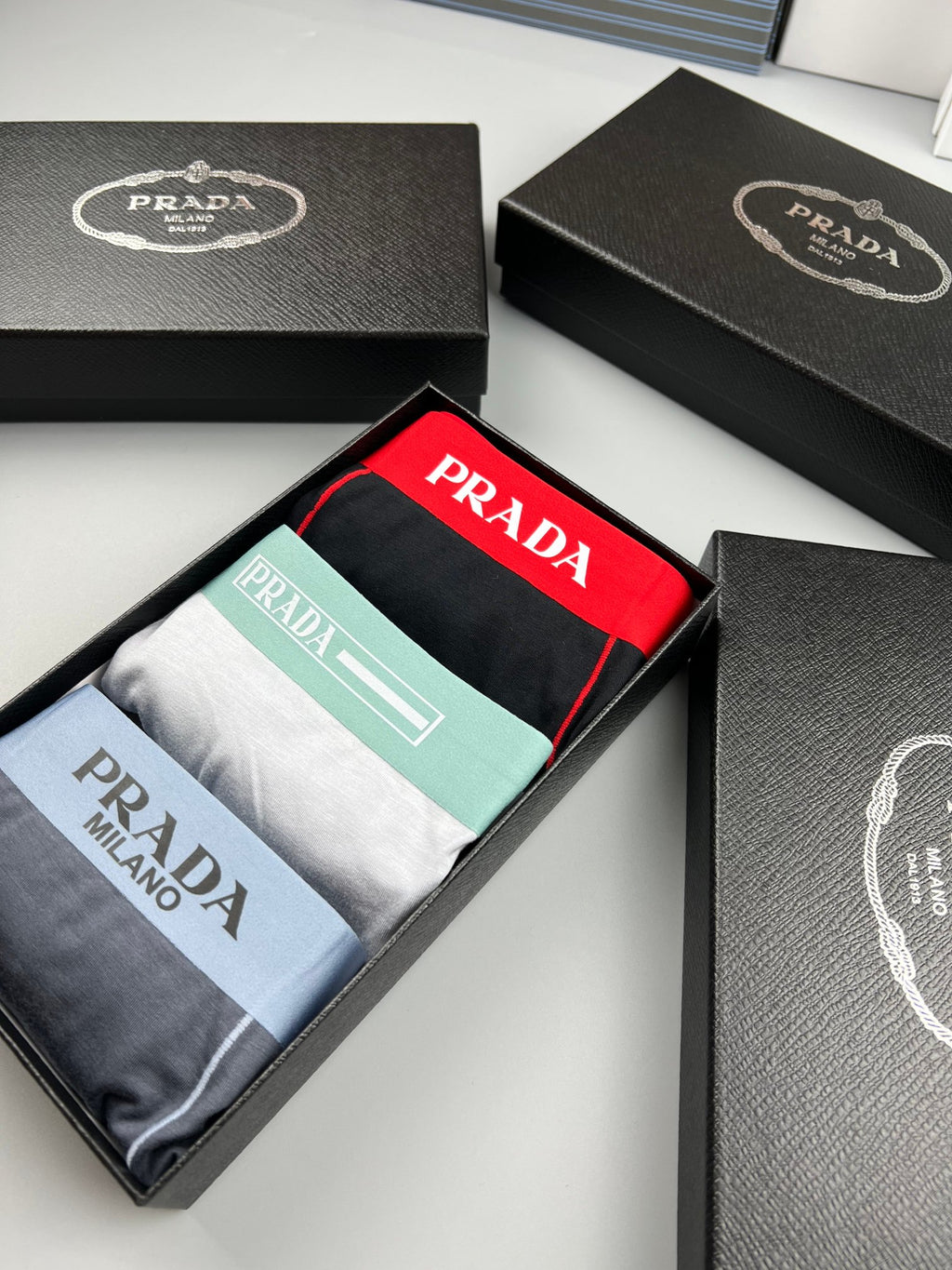 Prada Modal Visible Colour, Waistband And Emblem Details Men's Boxer Briefs - 3-Piece Box