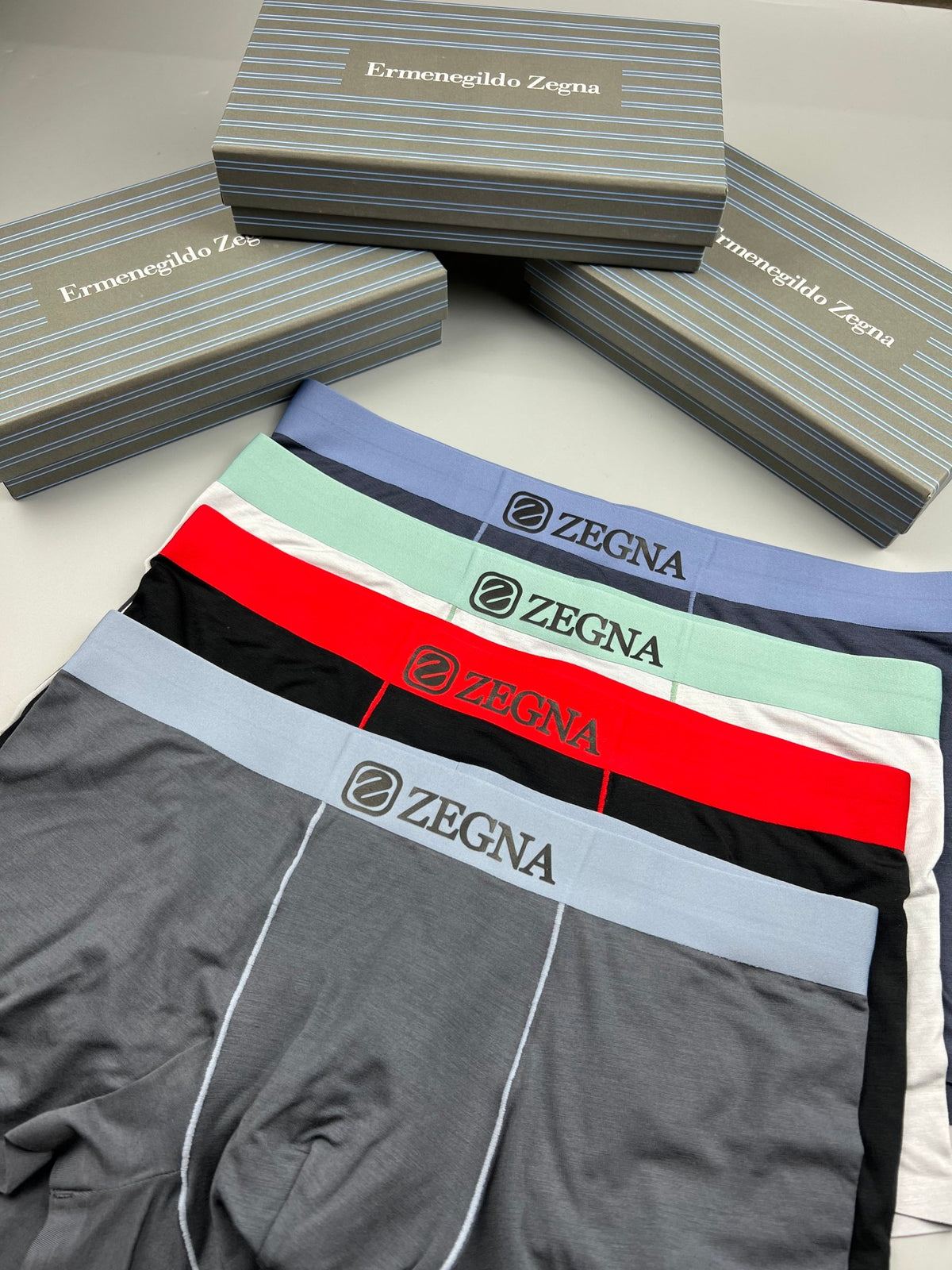 Zegna Modal Contrast Waistbands Men's Boxer Briefs - 3-Piece Box