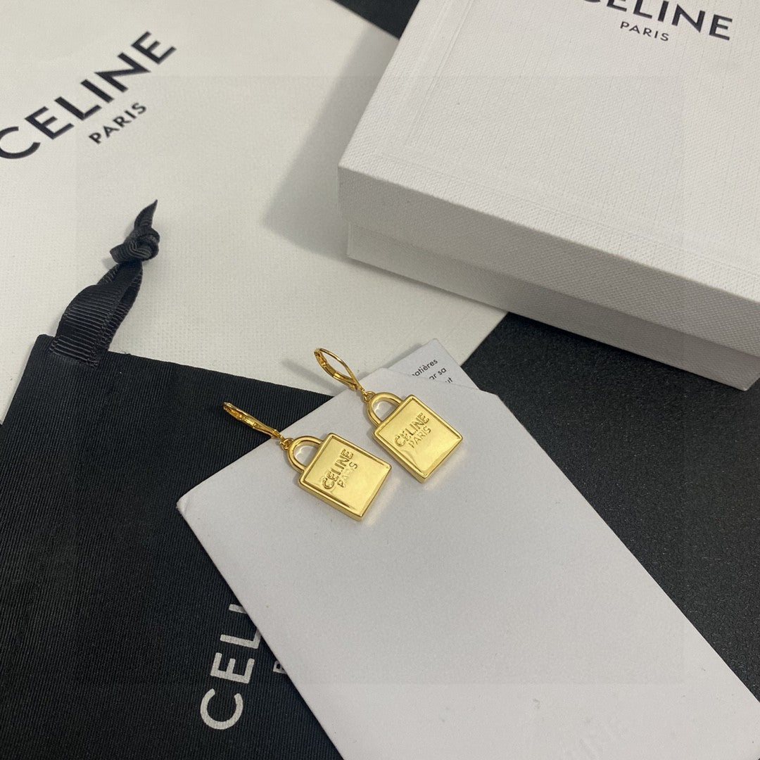 Signature Emblem Stud Earrings in Polished Metal-Tone – Design 01 main product view