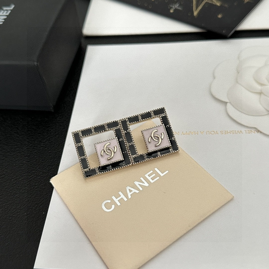 Letter Stud Earrings in Polished Metal-Tone – Design 001 main product view