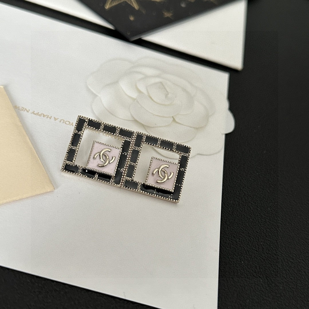 Letter Stud Earrings in Polished Metal-Tone – Design 001 detail view