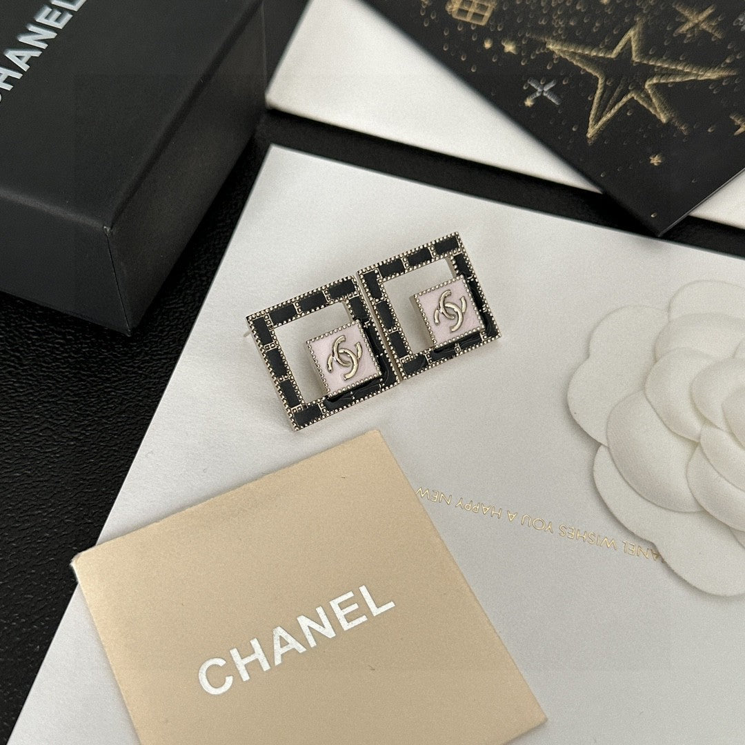 Letter Stud Earrings in Polished Metal-Tone – Design 001 front product view