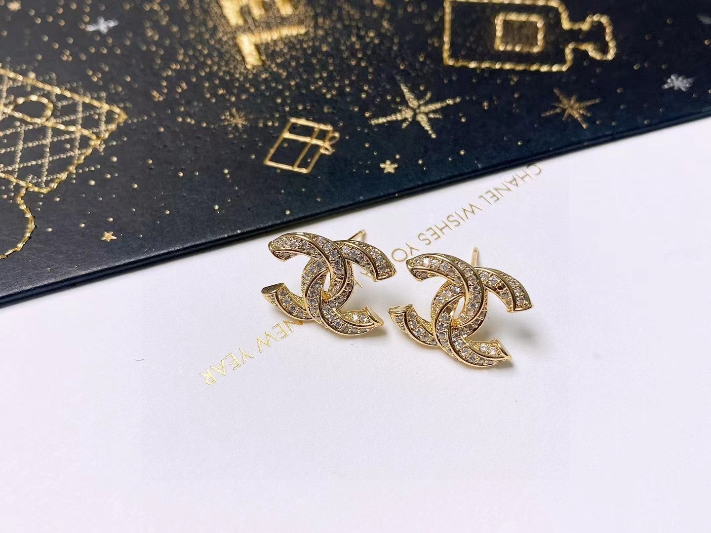 Signature Emblem Stud Earrings in Polished Metal-Tone – Design 002 close-up detail