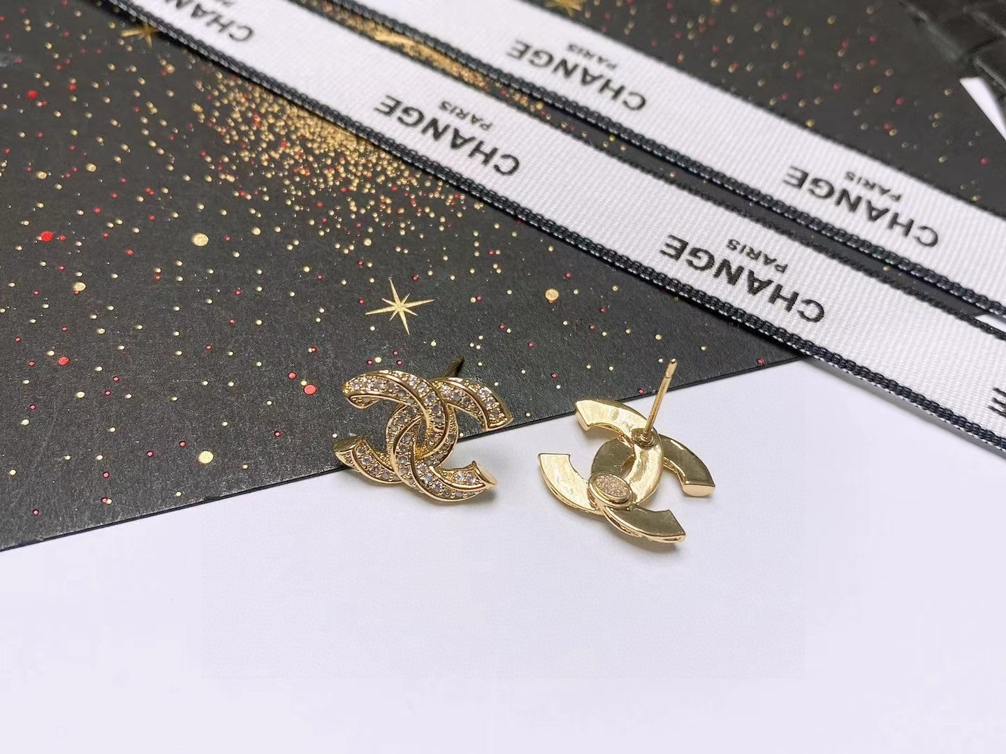Signature Emblem Stud Earrings in Polished Metal-Tone – Design 002 side detail