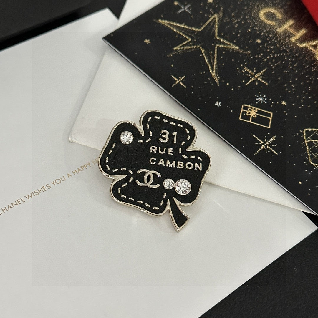 Signature Emblem Brooch in Polished Metal-Tone – Design 004 front product view