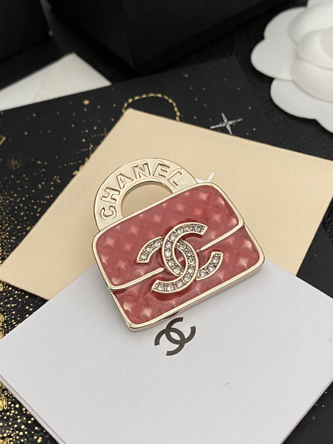 Signature Emblem Brooch in Polished Metal-Tone – Design 002 side detail