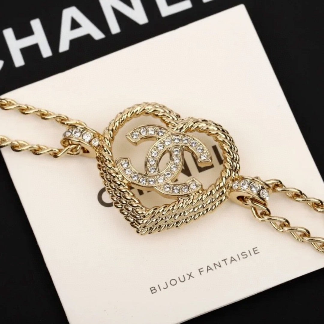 Letter Pendant Necklace in Polished Metal-Tone – Design 008 front product view